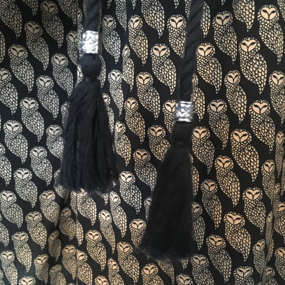 Anthro Daniel Rainn Owl Print Boho Blouse Top M - Picture 5 of 9